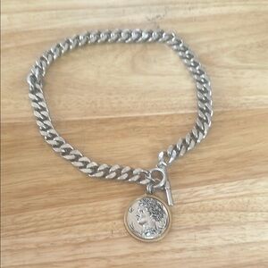 Jenny Bird Silver Chain Necklace with Coin Pendant